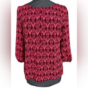 Merona Vibrant Pink and Black Patterned Blouse, Size M